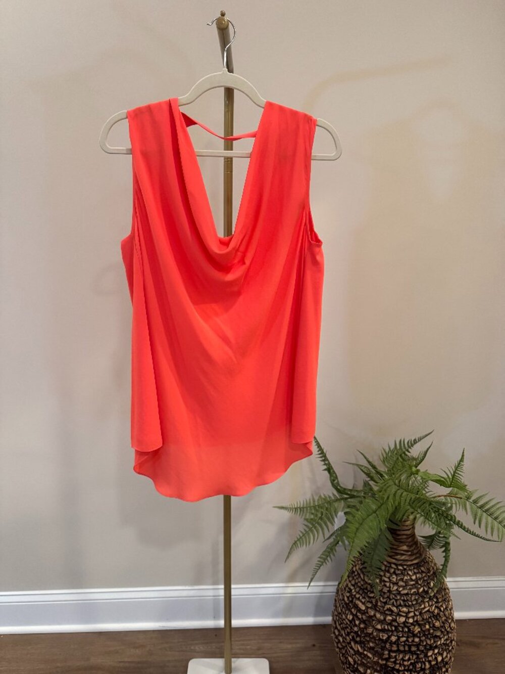 BCBGMaxAzria Eliza Coral Cowl Drape Tank